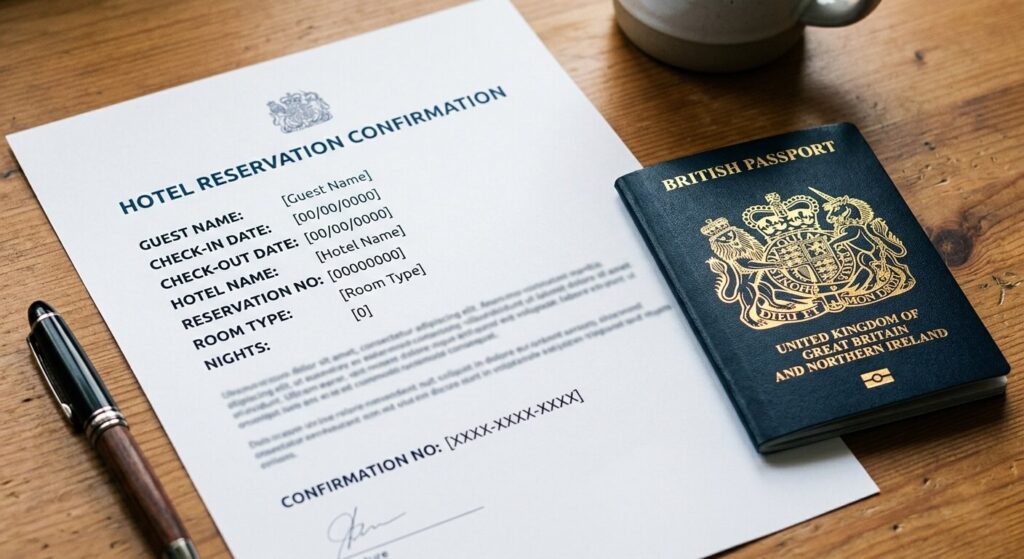 hotel booking confirmation letter with passport details for visa application
